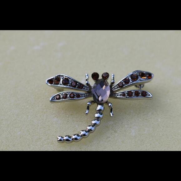 Dragonfly Rhinestone Brooch Pin Accessories Ornaments Fashion Jewelry - Picture 2 of 3